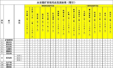 劳动保护用品发放标准